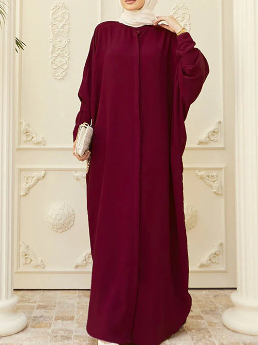 Manches batwing robes maxi à col rond