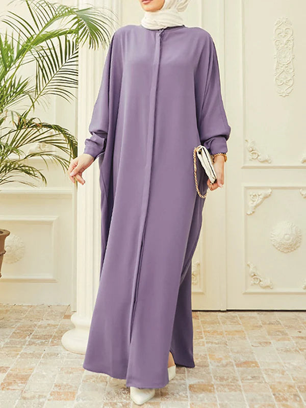 Manches batwing robes maxi à col rond